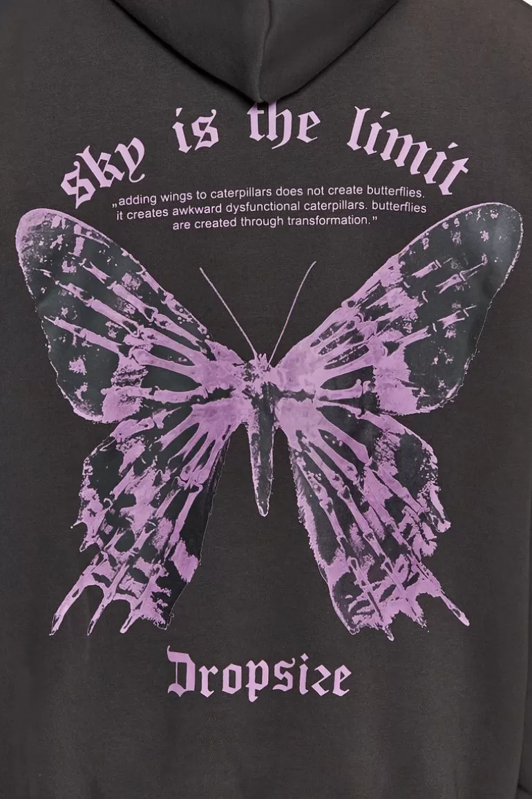 Flash Sale Dropsize Heavy Oversize Sky Is The Limit Hoodie Washed Black