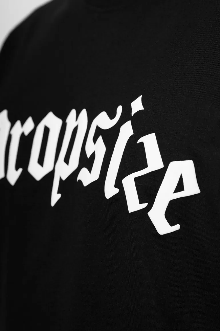 Cheap Dropsize Heavy Oversize White Logo Puffer Print T-Shirt Black