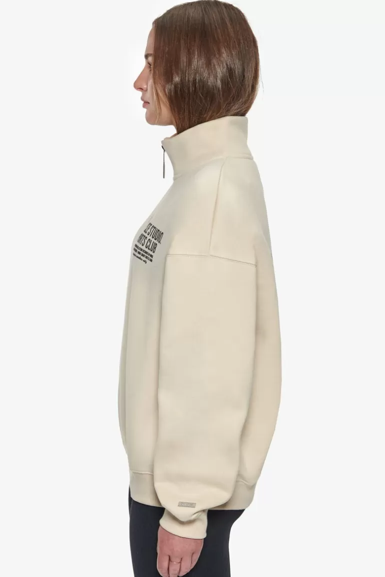 Shop Dropsize Heavy Oversized Ladies Sportsclub Half Zip Hoodie Coconut Milk