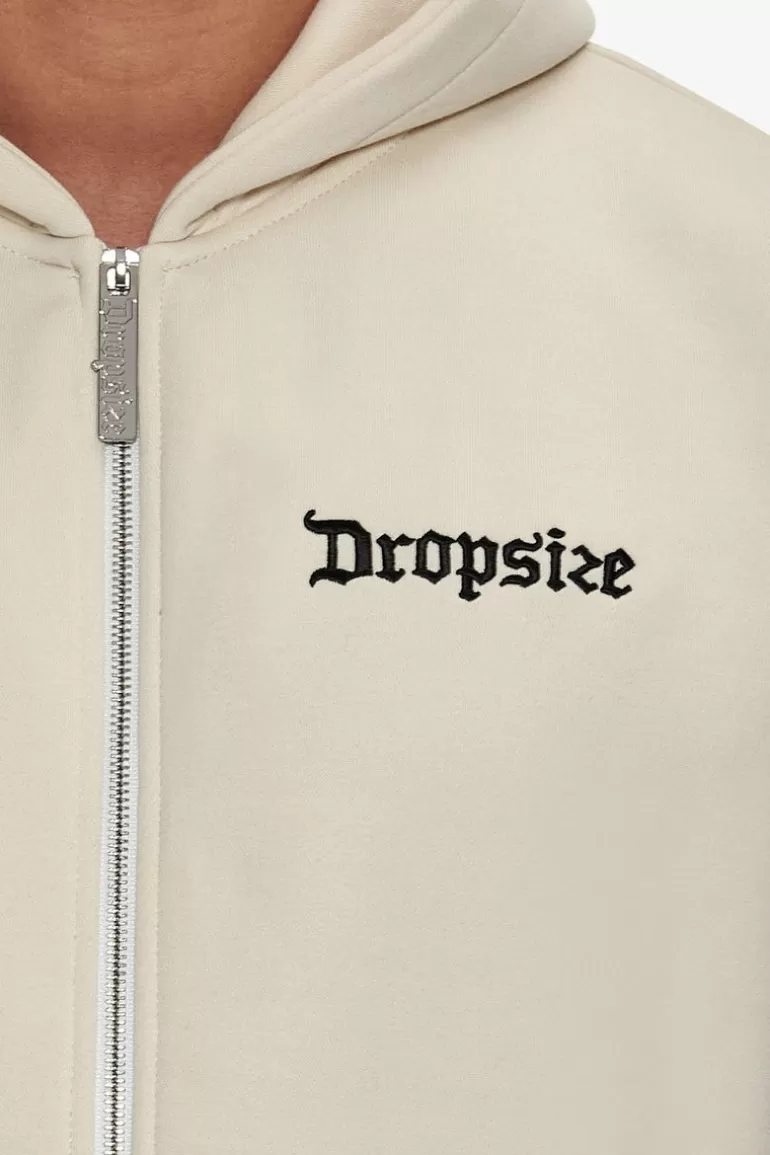 Clearance Dropsize Super Heavy Oversize Blank Zip Hoodie Coconut Milk