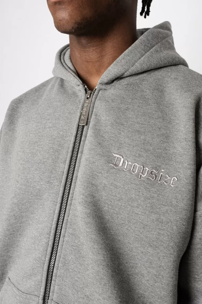 New Dropsize Super Heavy Oversize Blank Zip Hoodie Dark Grey