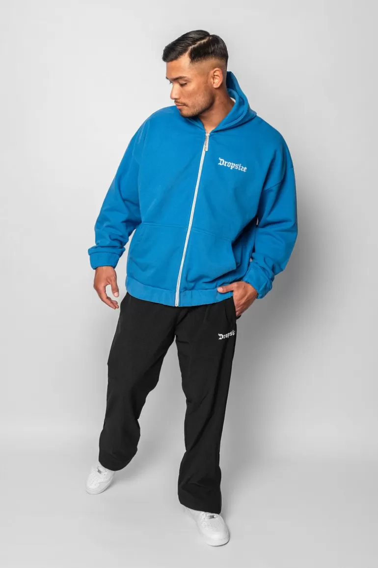 Clearance Dropsize Super Heavy Oversize Blank Zip Hoodie Royal Blue