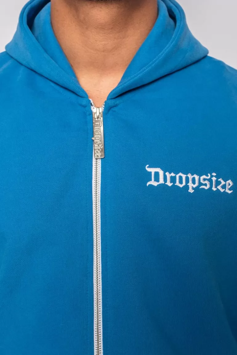 Clearance Dropsize Super Heavy Oversize Blank Zip Hoodie Royal Blue