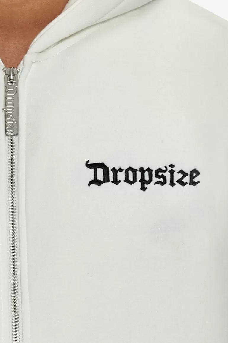 Outlet Dropsize Super Heavy Oversize Blank Zip Hoodie Washed White