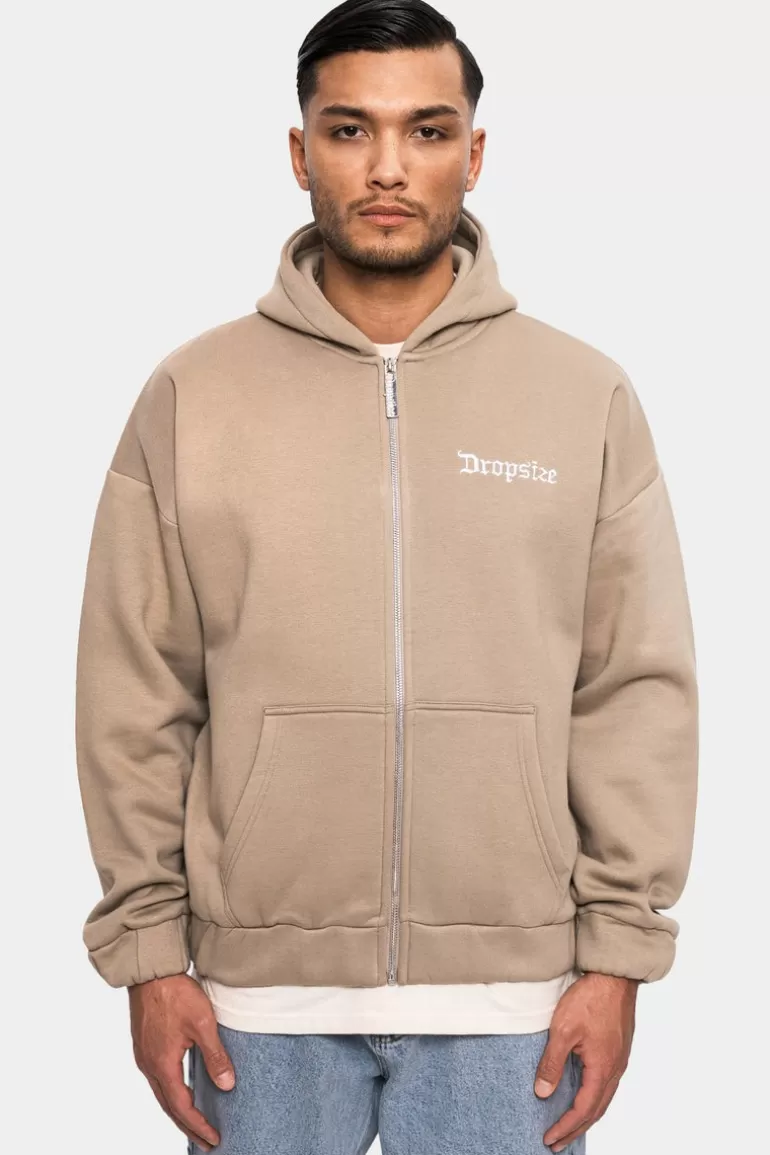 Cheap Dropsize Super Heavy Oversize Blank Zip Hoodie Weathered Teak
