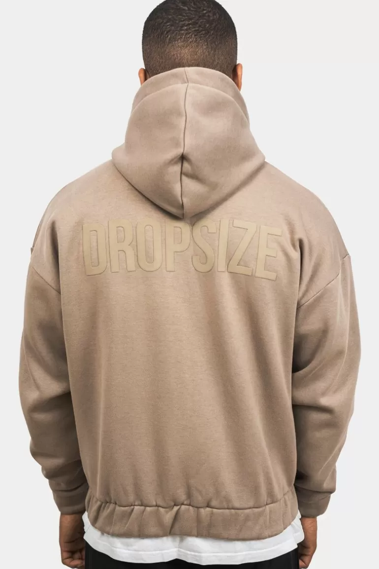 Clearance Dropsize Super Heavy Oversize Hd Print Zip Hoodie Silver Mink