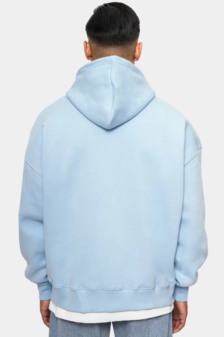 Clearance Dropsize Super Heavy Oversize Logo Zip Hoodie Baby Blue