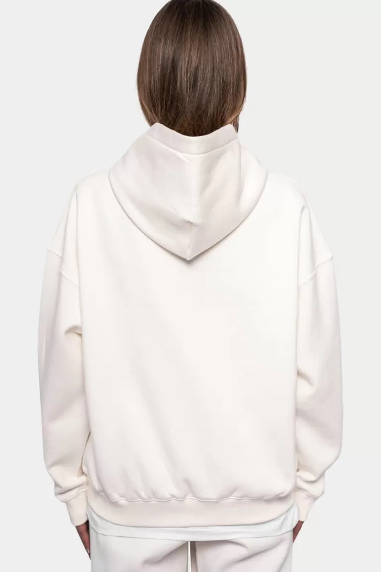 Discount Dropsize Super Heavy Oversize Logo Zip Hoodie Cream White