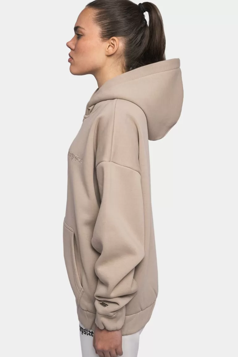 Shop Dropsize Super Heavy Oversize Logo Zip Hoodie Light Brown