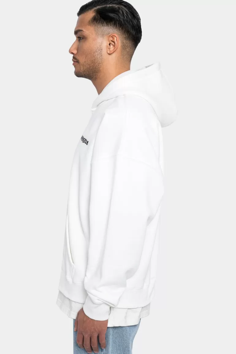 Hot Dropsize Super Heavy Oversize Logo Zip Hoodie Washed White
