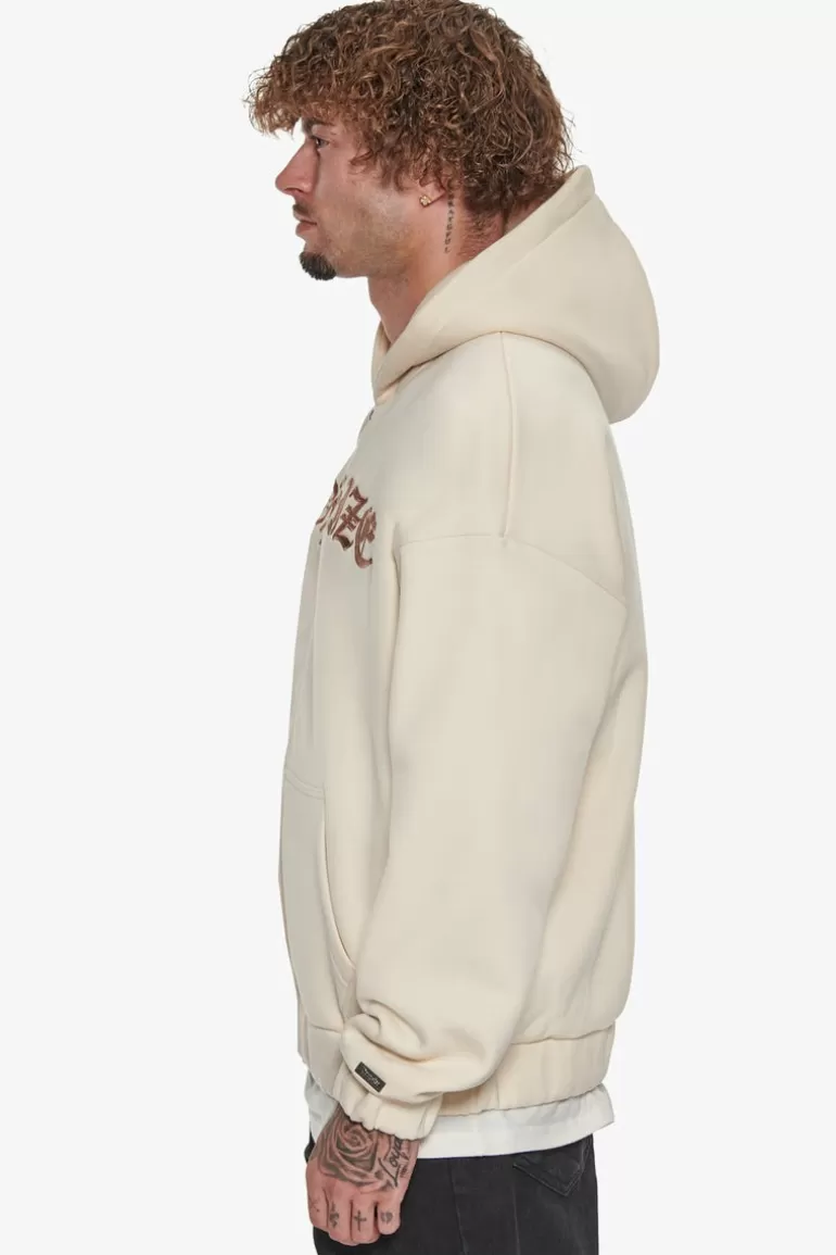 Online Dropsize Super Heavy Oversize Mid Front Embo Zip Hoodie Coconut Milk
