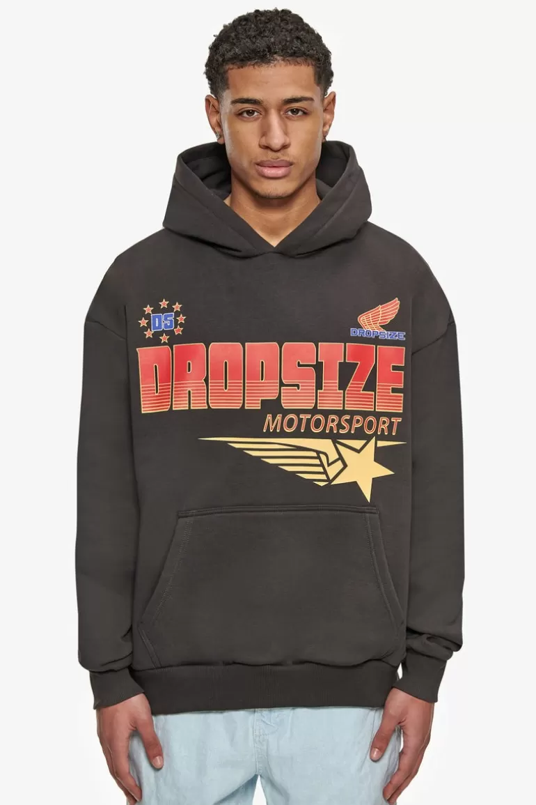 Cheap Dropsize Super Heavy Oversize Racing Department Hoodie Washed Black