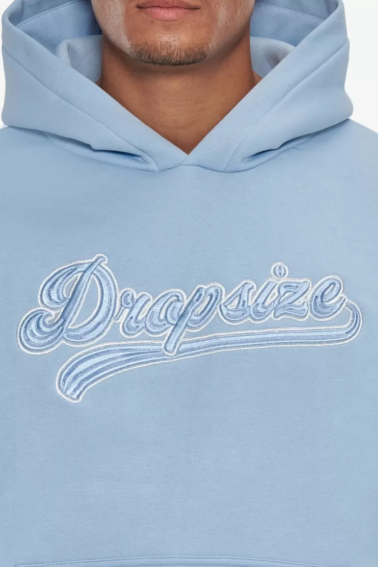 Flash Sale Dropsize Super Heavy Oversize Smooth Logo Hoodie Baby Blue