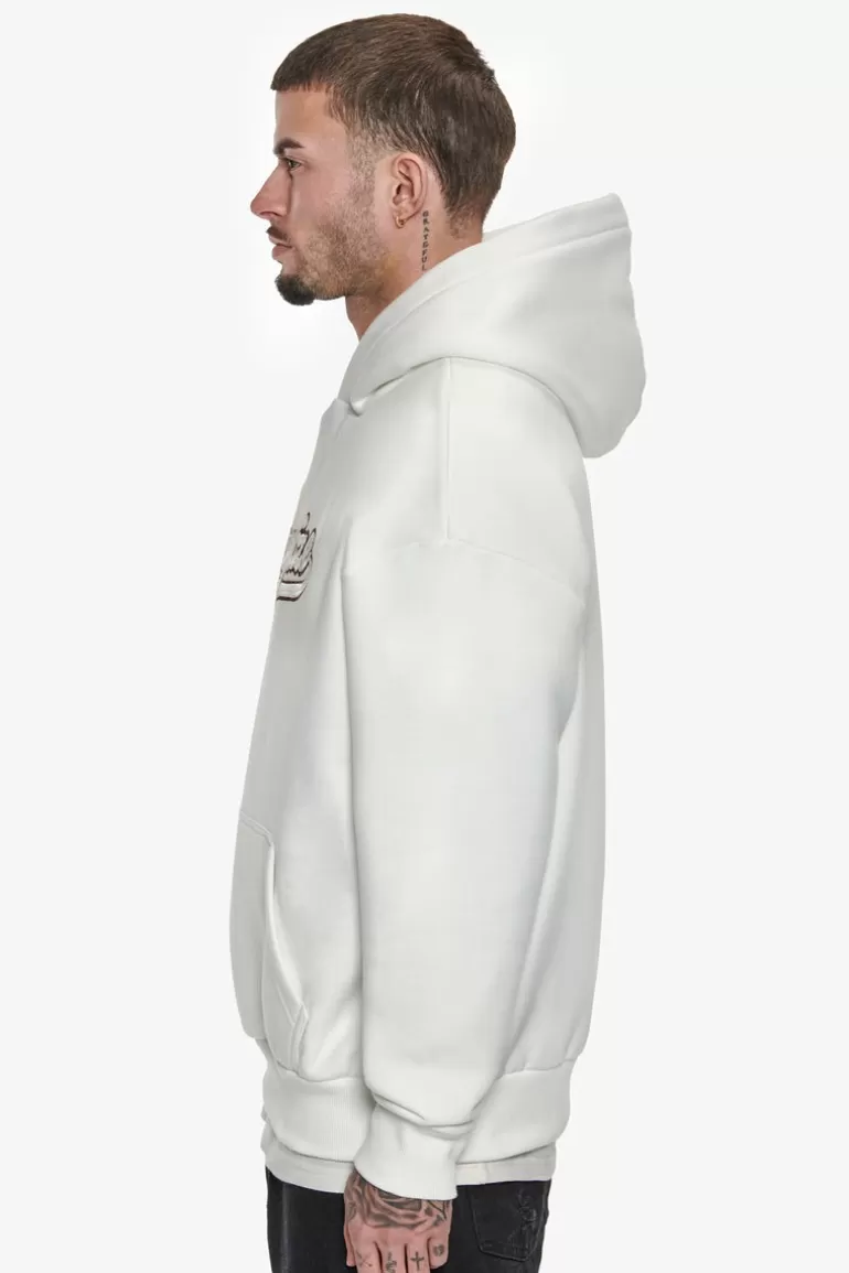 Sale Dropsize Super Heavy Oversize Smooth Logo Hoodie Cream White