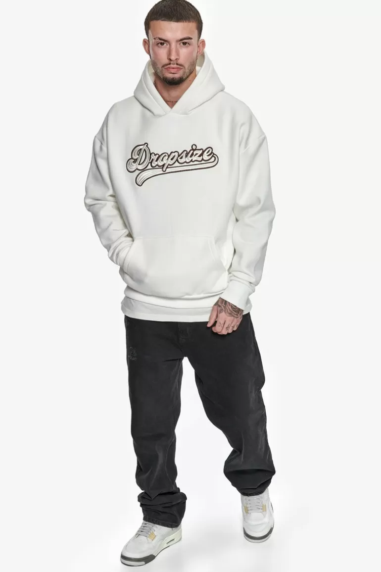 Sale Dropsize Super Heavy Oversize Smooth Logo Hoodie Cream White