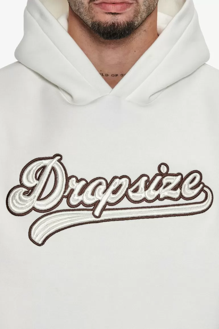 Sale Dropsize Super Heavy Oversize Smooth Logo Hoodie Cream White