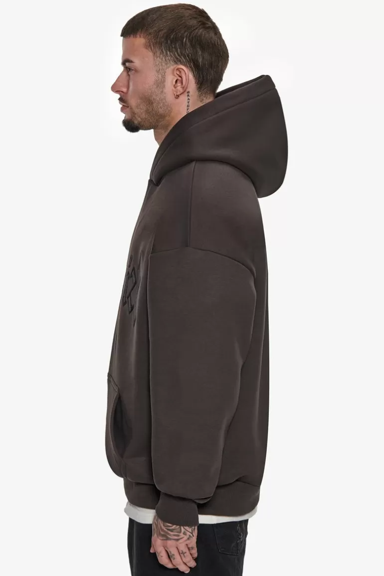 Best Dropsize Super Heavy Oversize V2 Middle Embo Hoodie Washed Black / Black