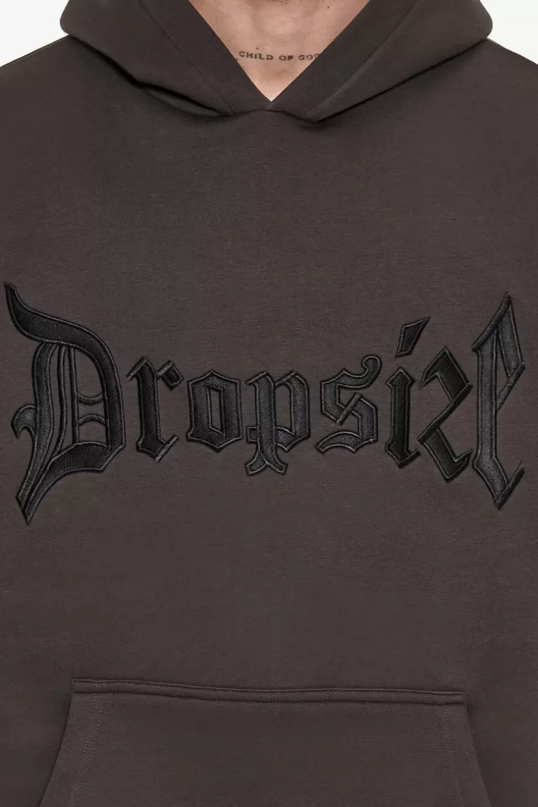 Best Dropsize Super Heavy Oversize V2 Middle Embo Hoodie Washed Black / Black