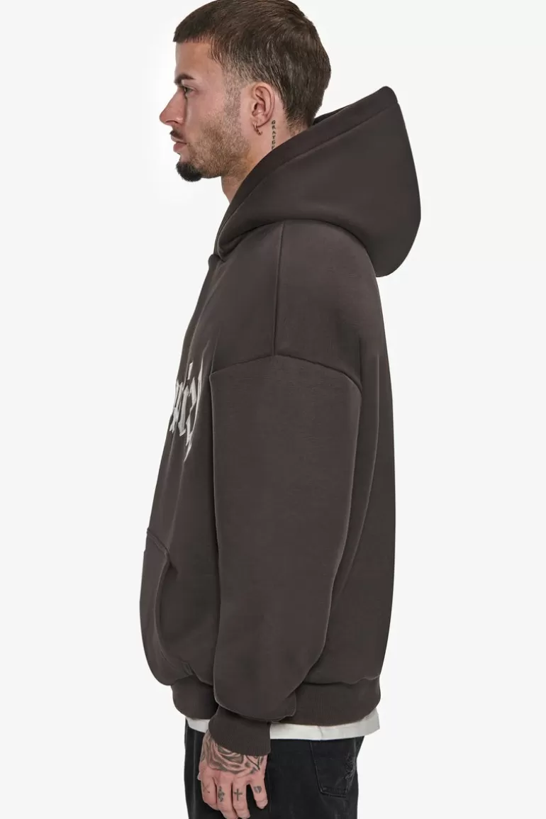 Discount Dropsize Super Heavy Oversize V2 Middle Embo Hoodie Washed Black / White