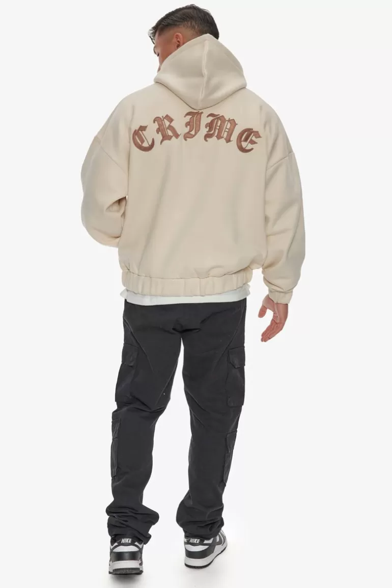 Clearance Dropsize Super Heavy Oversized Crime Zip Hoodie Coconut Milk