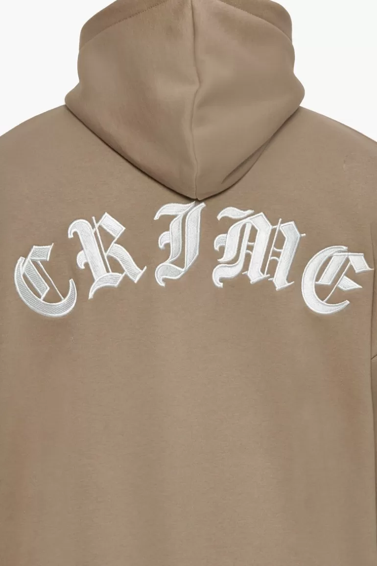 Fashion Dropsize Super Heavy Oversized Crime Zip Hoodie Silver Mink