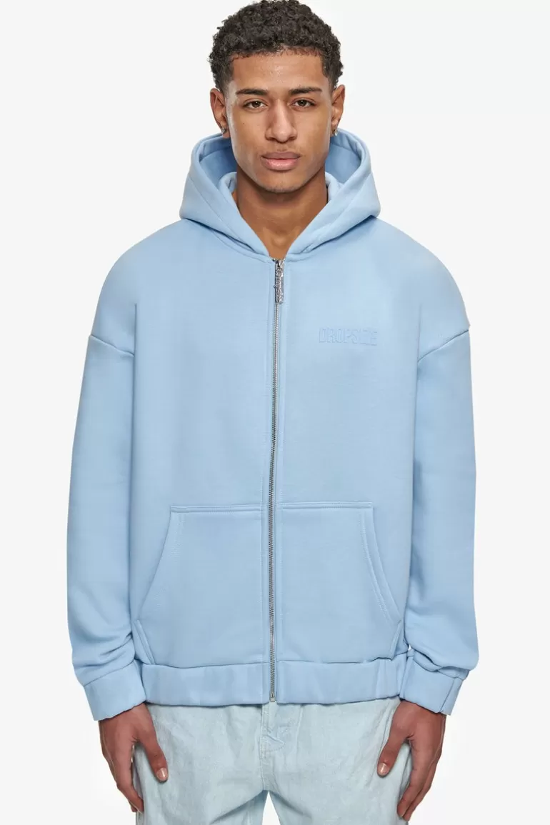 Cheap Dropsize Super Heavy Oversized Hd Print Zip Hoodie V2 Baby Blue