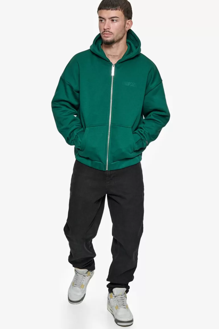 Flash Sale Dropsize Super Heavy Oversized Hd Print Zip Hoodie V2 Green