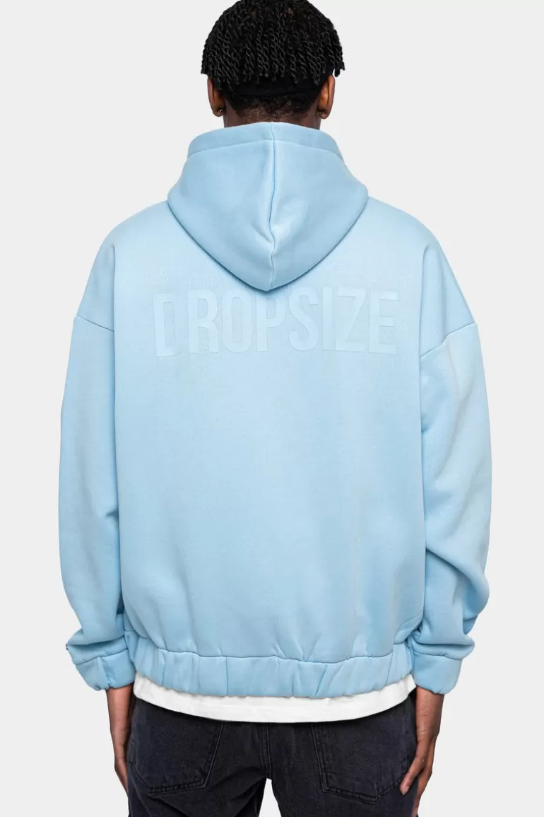 Hot Dropsize Super Heavy Oversized Hd Print Zip-Hoodie Baby Blue