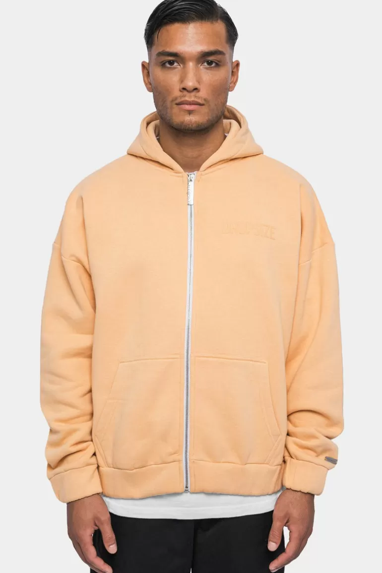 Clearance Dropsize Super Heavy Oversized Hd Print Zip-Hoodie Washed Peach